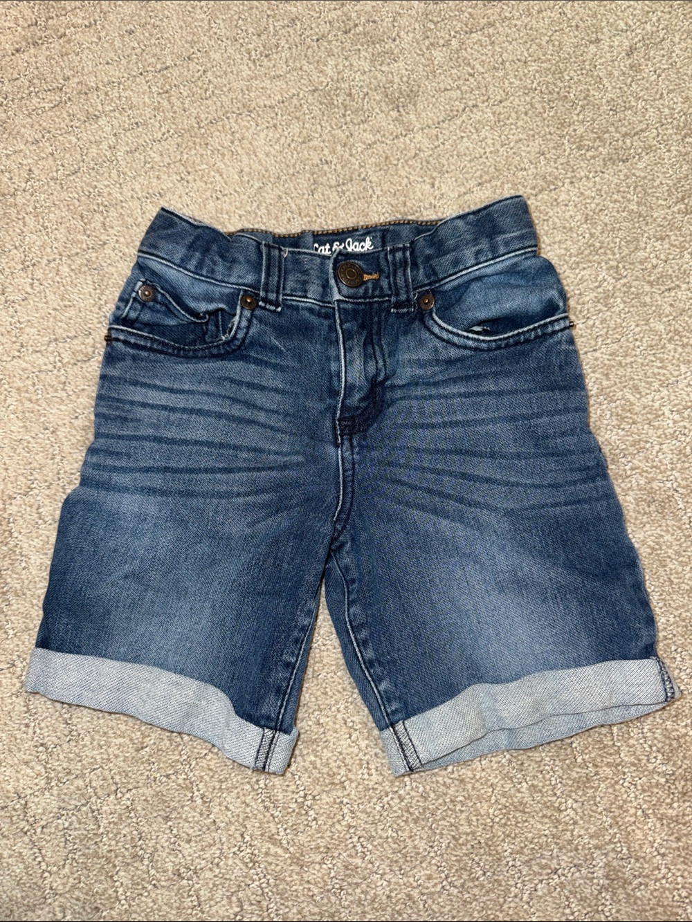 Cat & Jack Dark Blue Denim Roll-Cuff Shorts